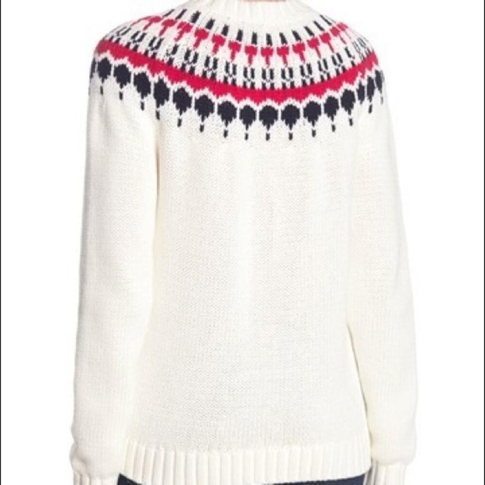 J.Crew Fair Isle White Pullover Sweater Crew Neck - Picture 2 of 6